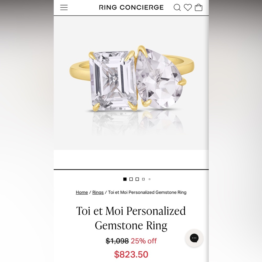 Ring Concierge Toi et Moi Gemstone Ring in Gold and White Topaz